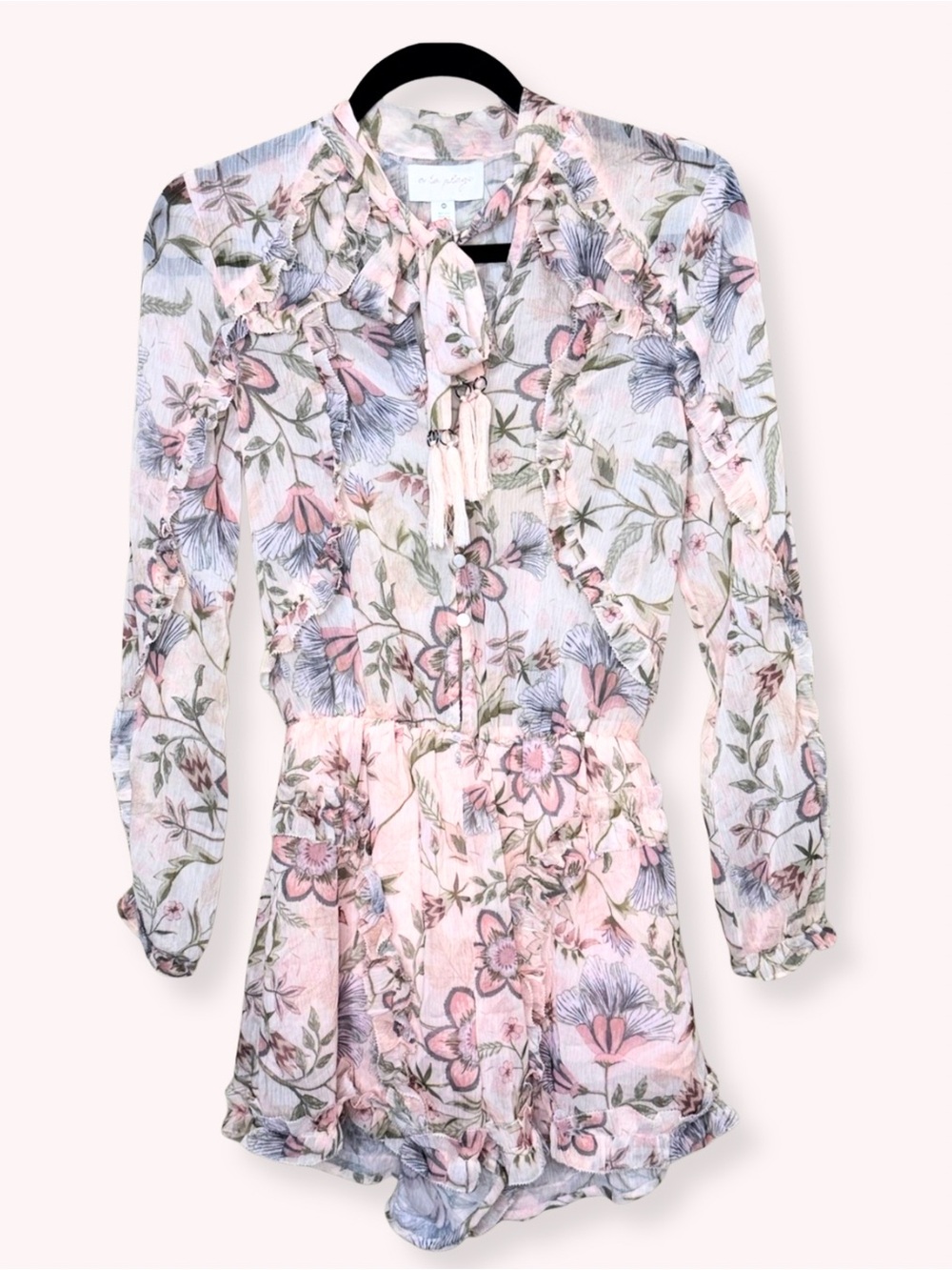 À La Plage by Cinq à Sept Floral Long Sleeve Romper XS Excellent Condition